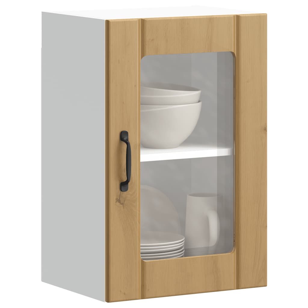 Kitchen Wall Cabinet with Glass Door Lucca Artisan Oak - Merkel Designers