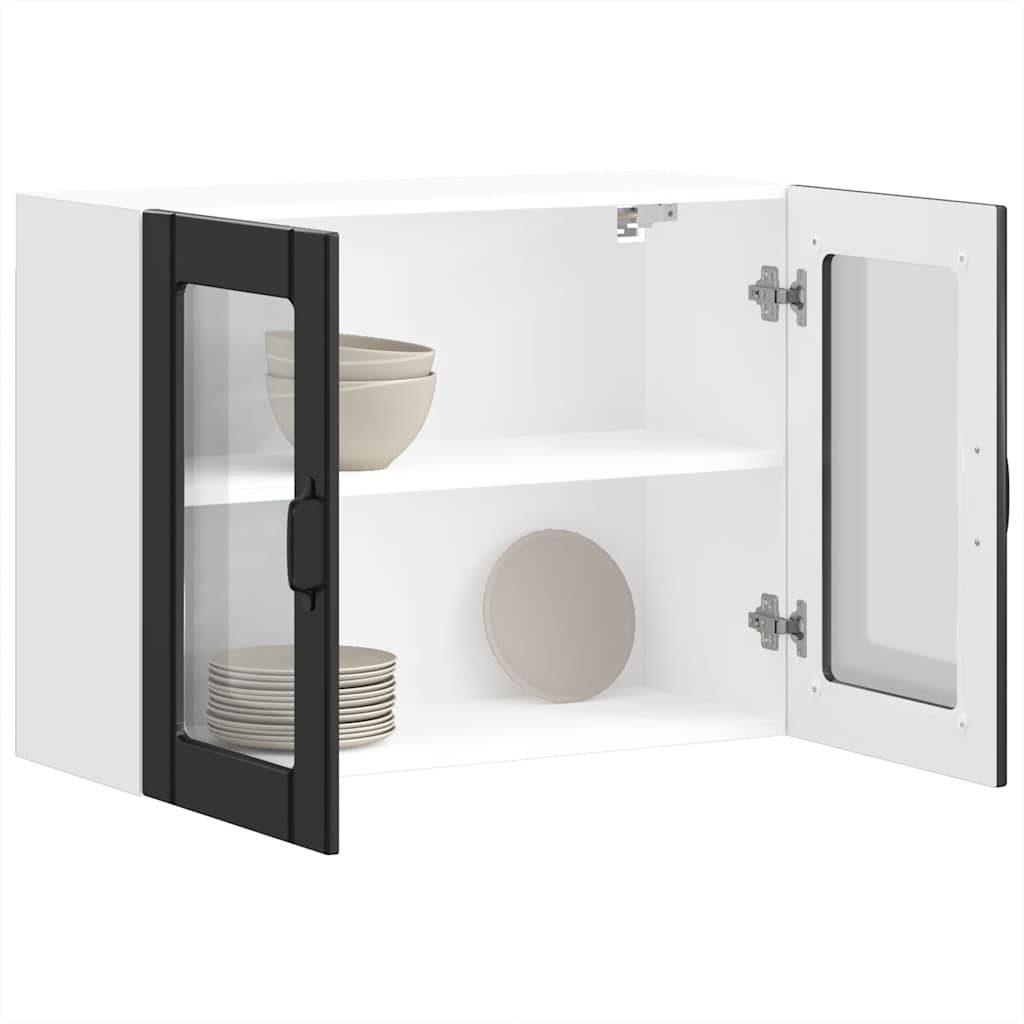 Kitchen Wall Cabinet with Glass Door Lucca Black Engineered Wood - Sid & Sam