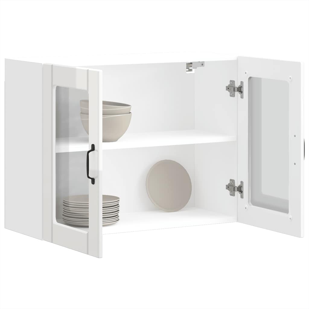 Kitchen Wall Cabinet with Glass Door Lucca High Gloss White Engineered Wood - Style and Chic