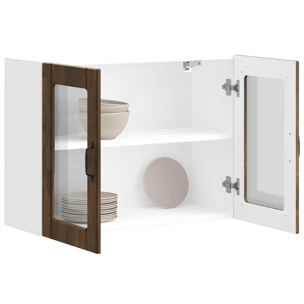 Kitchen Wall Cabinet with Glass Door Lucca Smoked Oak Engineered Wood - Tyrell & Tyrell