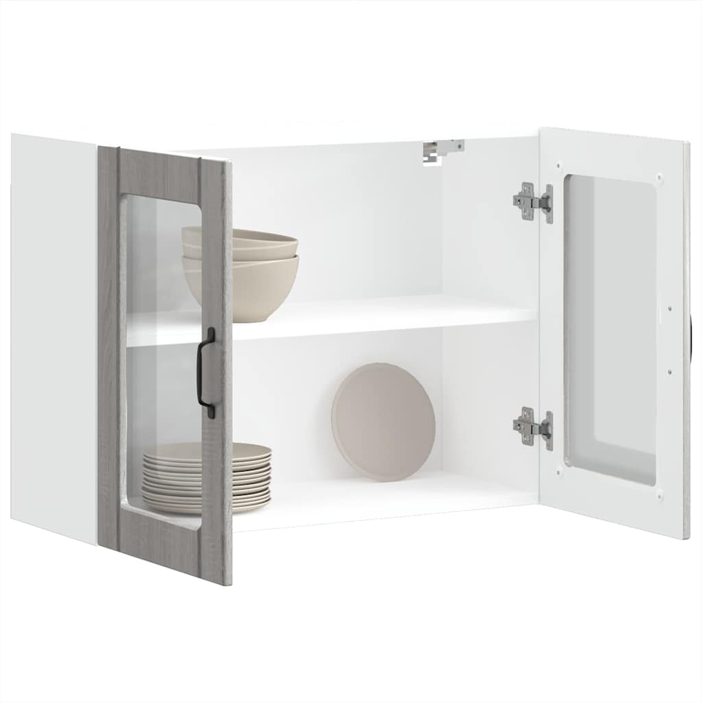 Kitchen Wall Cabinet with Glass Door Lucca Grey Sonoma Engineered Wood - Charlotte Dunes