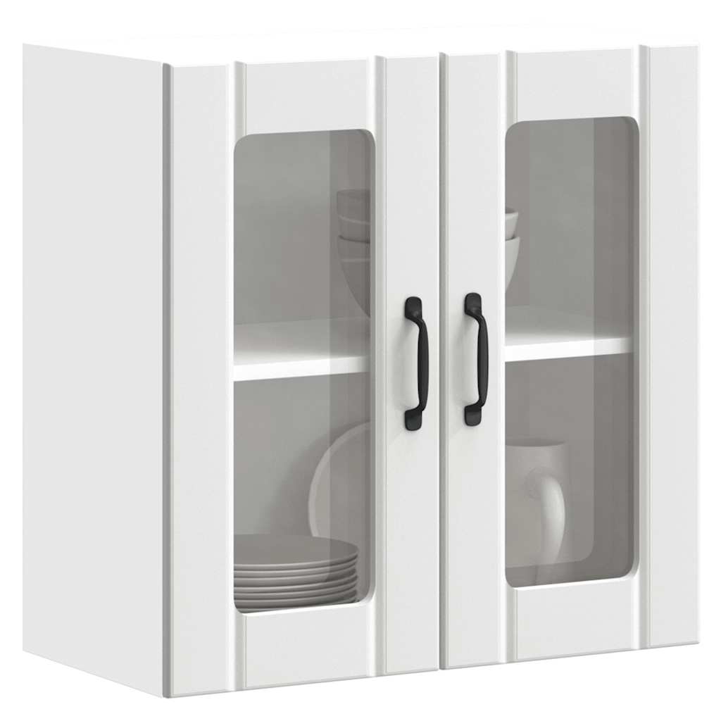 Kitchen Wall Cabinet with Glass Door Lucca White Engineered Wood - Design Hut