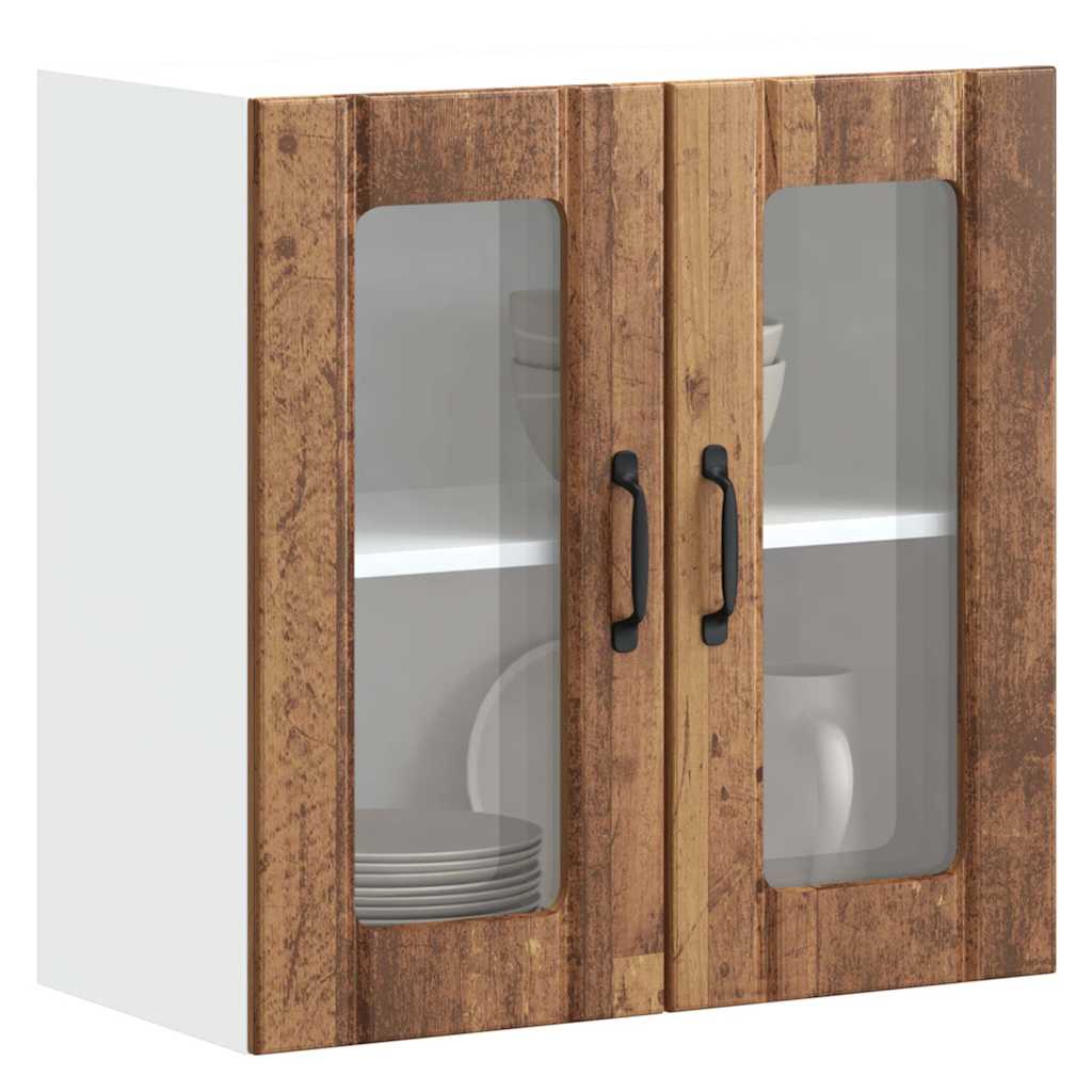 Kitchen Wall Cabinet with Glass Door Lucca Old Wood Engineered Wood - Tyrell & Tyrell