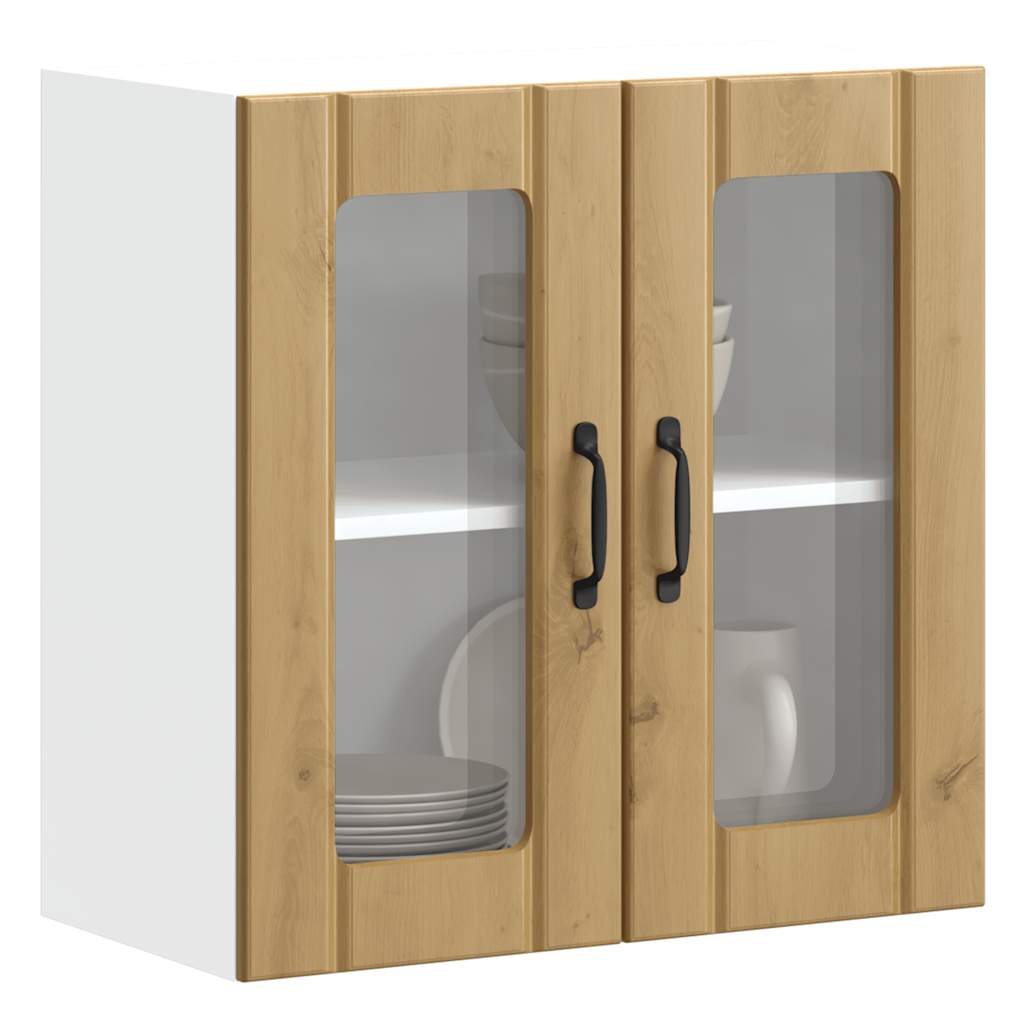 Kitchen Wall Cabinet with Glass Door Lucca Artisan Oak Engineered Wood - Tyrell & Tyrell