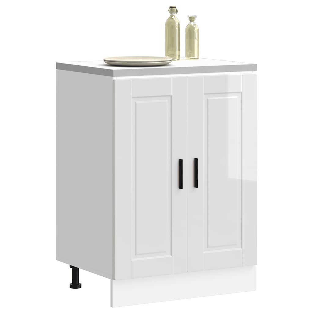 Kitchen Base Cabinet Porto High Gloss White Engineered Wood - Decor Base