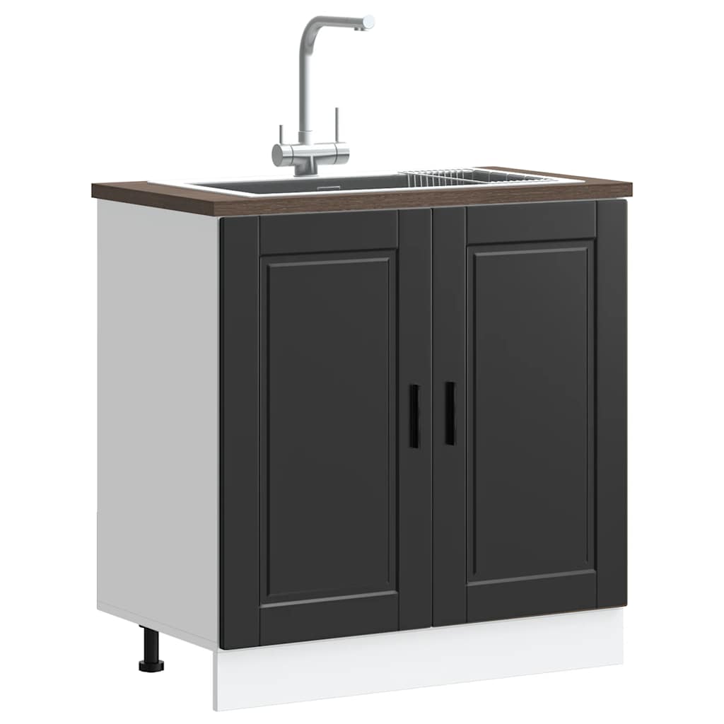 Sink Base Cabinet "Porto" Black 80x46x81.5 cm Engineered Wood - Sid & Sam