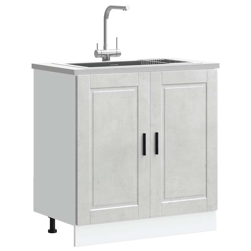 Sink Base Cabinet "Porto" Concrete Grey 80x46x81.5 cm Engineered Wood - Merlin Deals