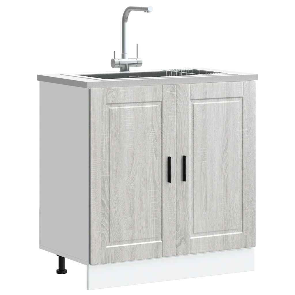 Sink Base Cabinet "Porto" Grey Sonoma 80x46x81.5 cm Engineered Wood - Merkel Designers