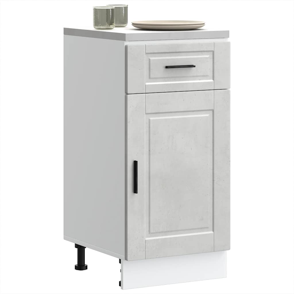 Kitchen Base Cabinet Porto Concrete Grey Engineered Wood - Millennium Furniture
