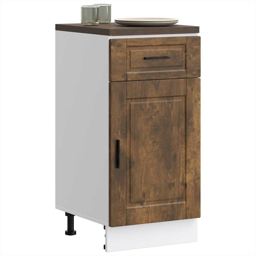 Kitchen Base Cabinet Porto Smoked Oak Engineered Wood - Millennium Furniture