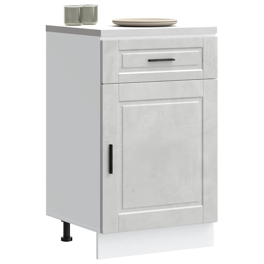 Kitchen Base Cabinet Porto Concrete Grey Engineered Wood - Brittle & Co