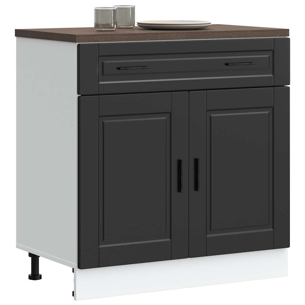 Kitchen Base Cabinet Porto Black Engineered Wood - Tyrell & Tyrell