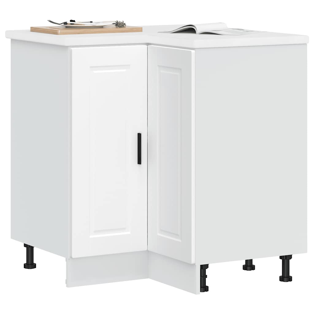 Kitchen Corner Base Cabinet Porto White Engineered Wood - Casper Homes