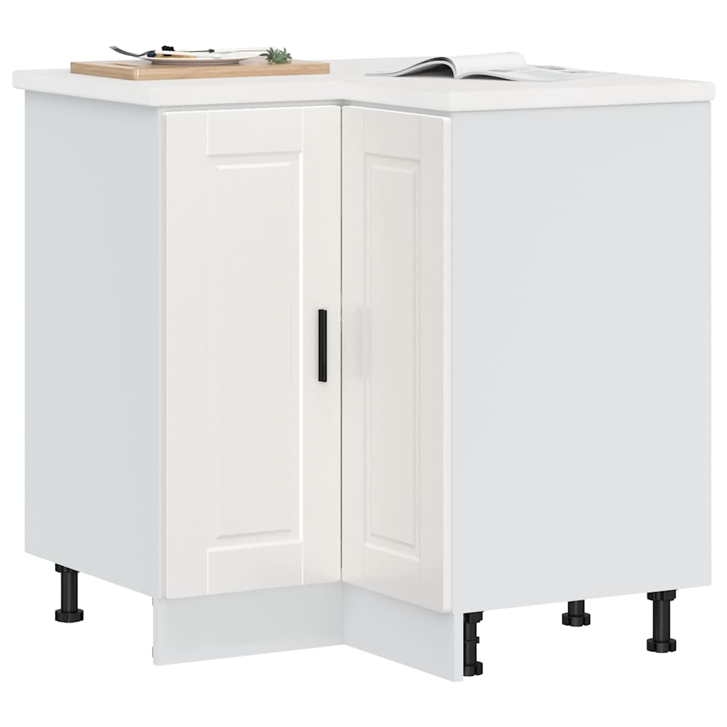 Kitchen Corner Base Cabinet Porto High Gloss White Engineered Wood - R and M Furniture