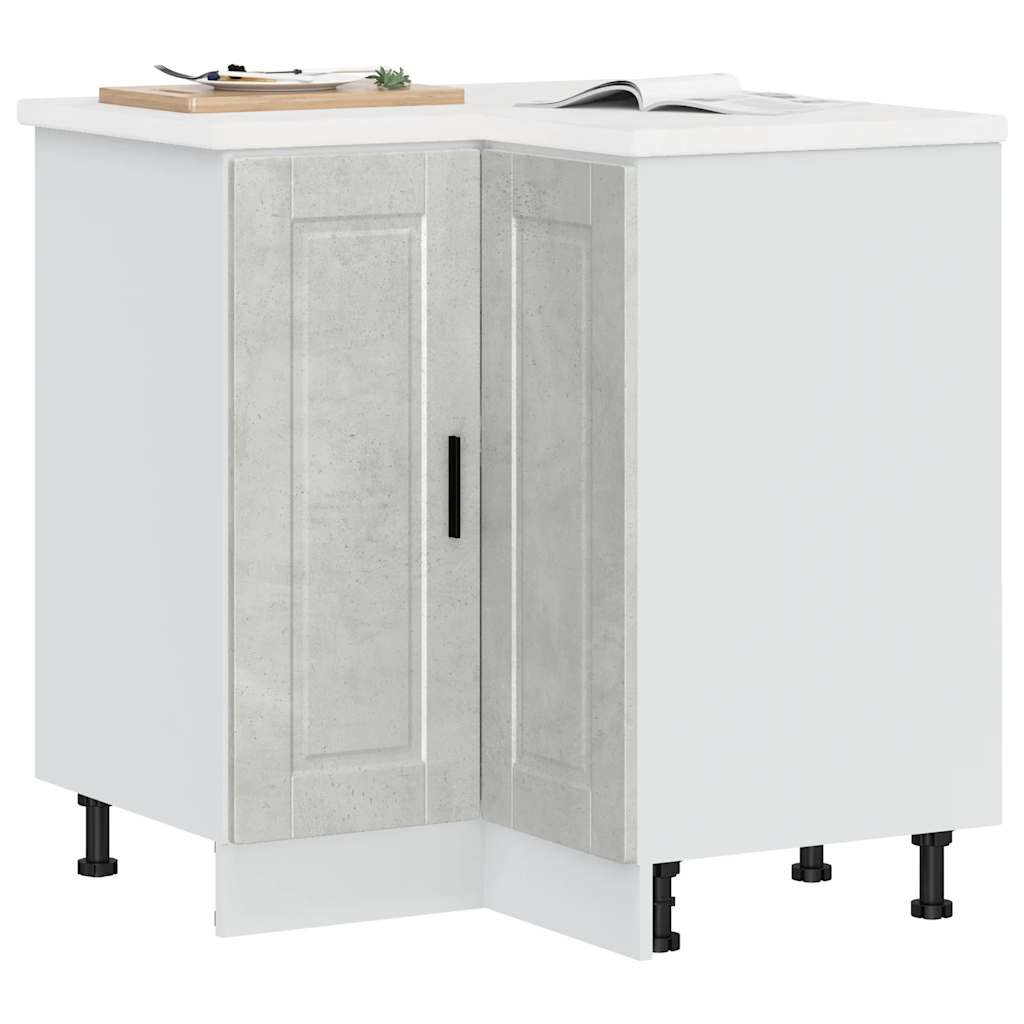 Kitchen Corner Base Cabinet Porto Concrete Grey Engineered Wood - Merkel Designers