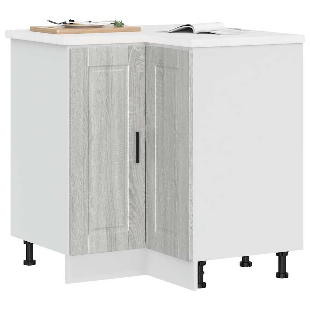 Kitchen Corner Base Cabinet Porto Grey Sonoma Engineered Wood - Sid & Sam