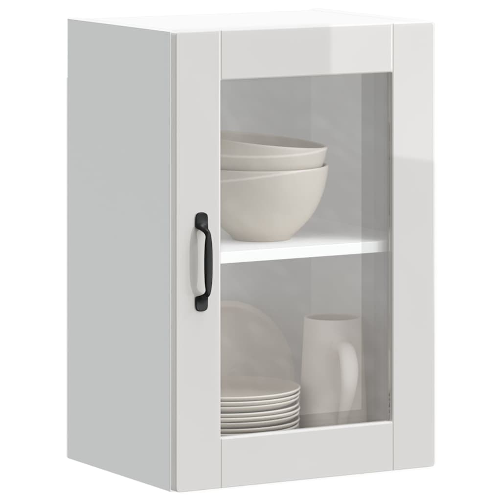 Kitchen Wall Cabinet with Glass Door Porto High Gloss White - Style and Chic