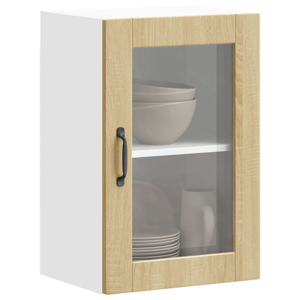 Kitchen Wall Cabinet with Glass Door Porto Sonoma Oak - The Home Maker
