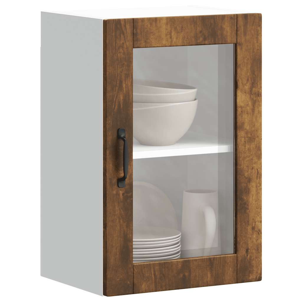 Kitchen Wall Cabinet with Glass Door Porto Smoked Oak - Tyrell & Tyrell