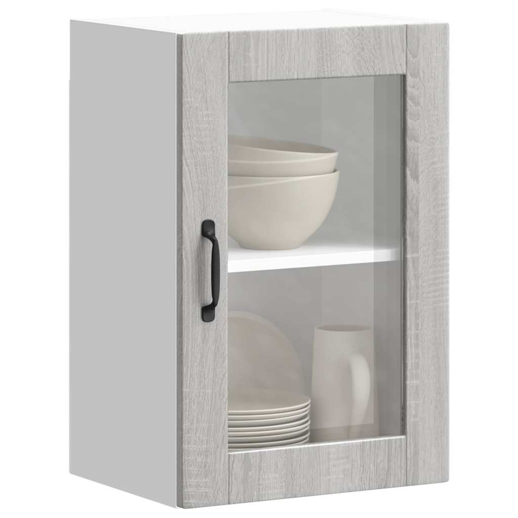 Kitchen Wall Cabinet with Glass Door Porto Grey Sonoma - Millennium Furniture