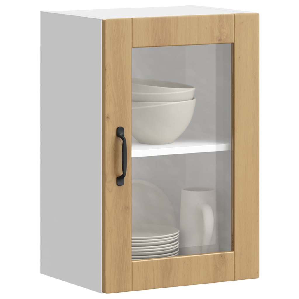 Kitchen Wall Cabinet with Glass Door Porto Artisan Oak - Sid & Sam