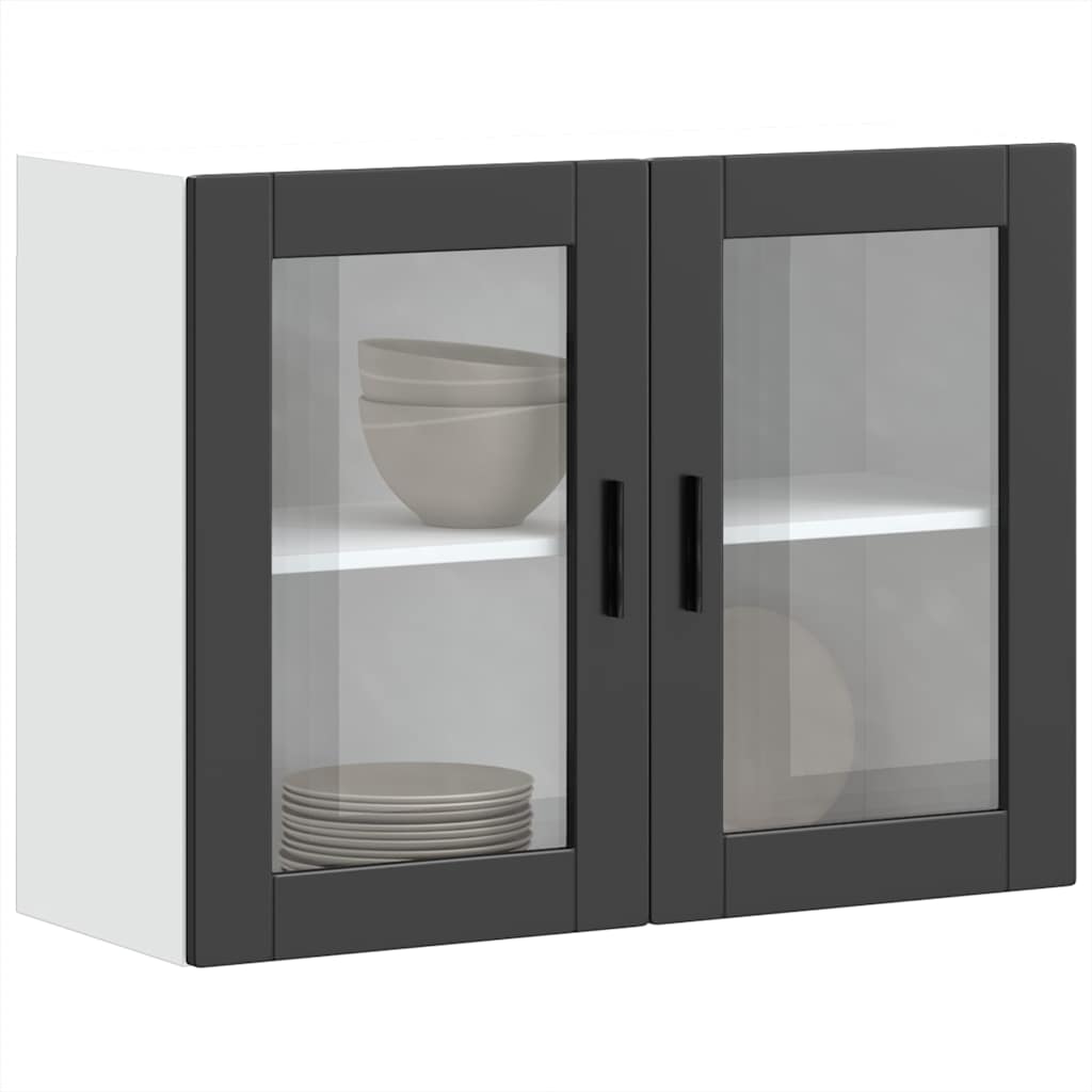 Kitchen Wall Cabinet with Glass Door Porto Black - All Things Good