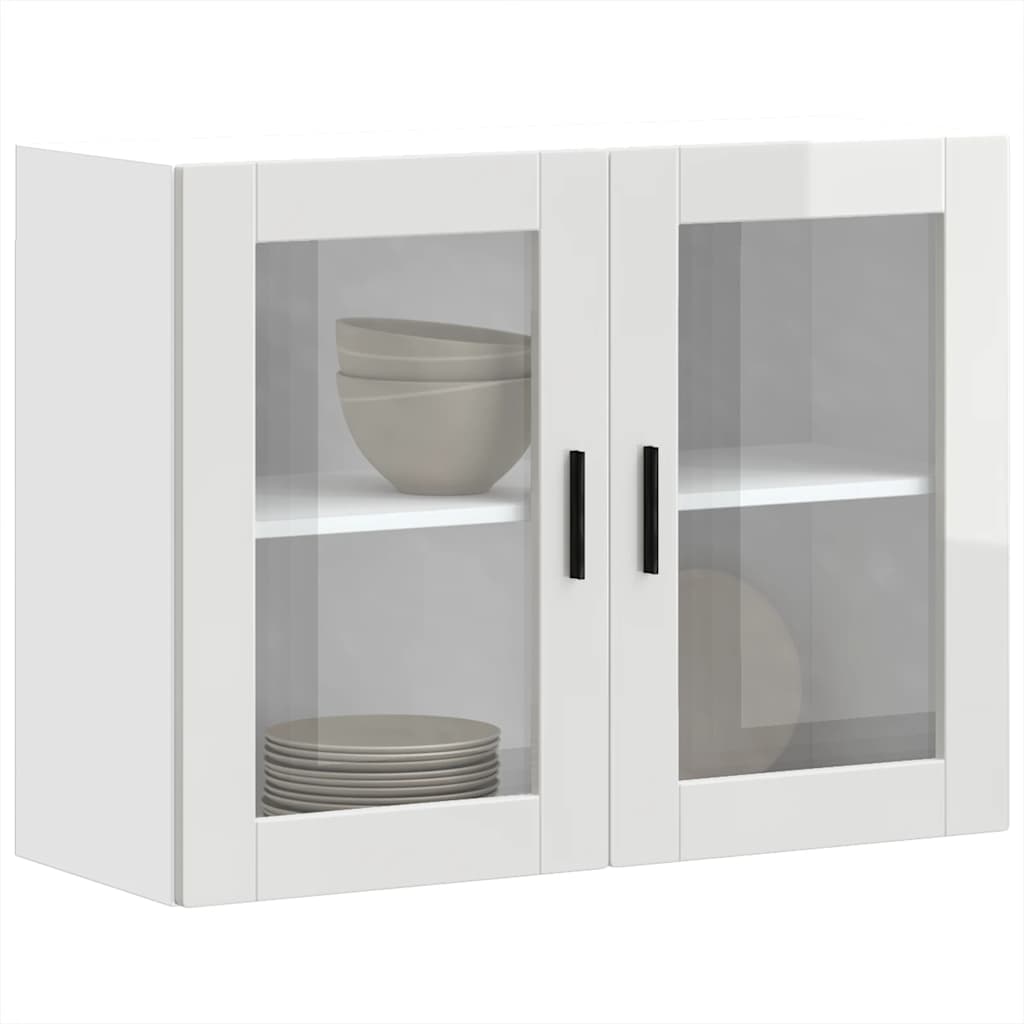 Kitchen Wall Cabinet with Glass Door Porto High Gloss White - The Home Maker