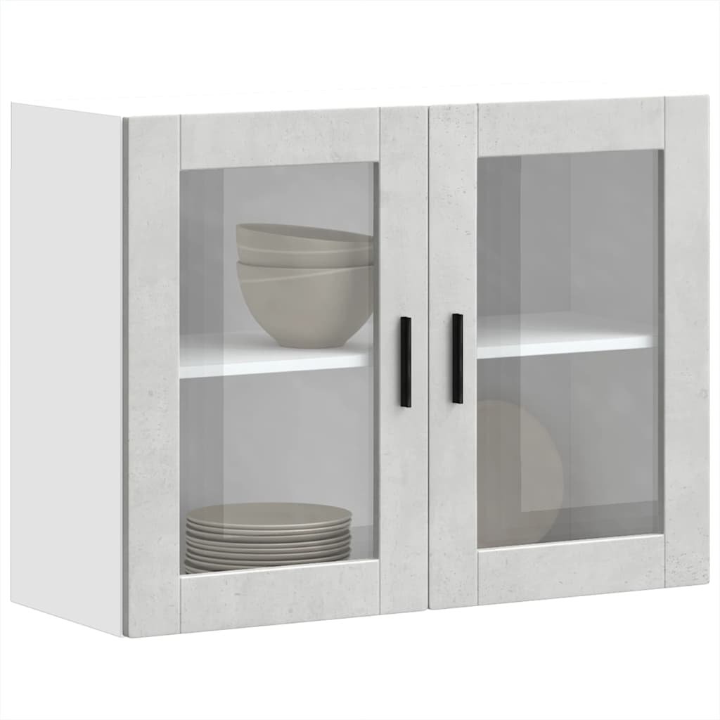 Kitchen Wall Cabinet with Glass Door Porto Concrete Grey - Brittle & Co