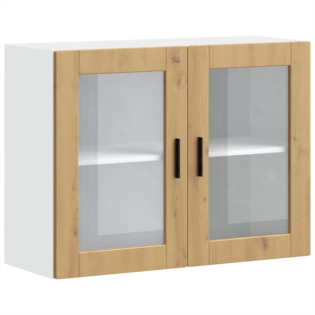 Kitchen Wall Cabinet with Glass Door Porto Artisan Oak - Style and Chic