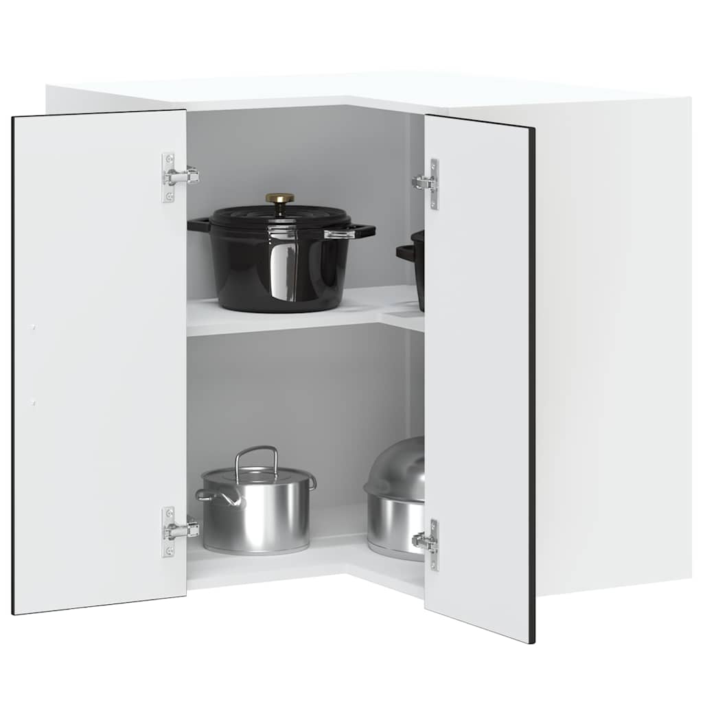 Kitchen Wall Corner Cabinet "Porto" Black Engineered Wood - Merkel Designers