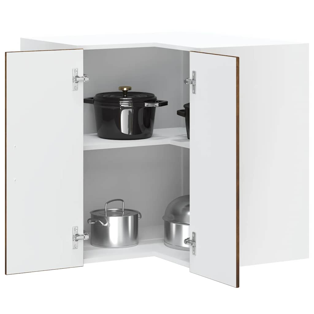 Kitchen Wall Corner Cabinet "Porto" Smoked Oak Engineered Wood - Decor Base