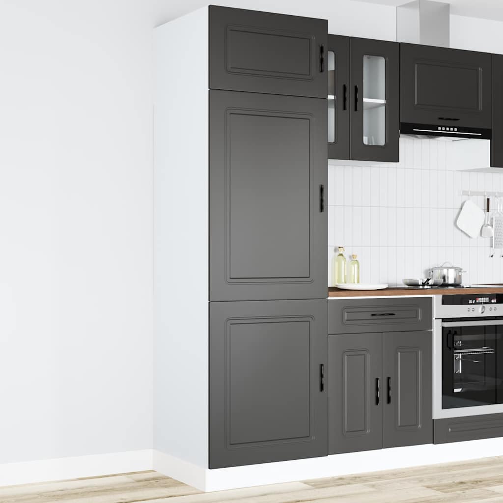 Kitchen Cupboard "Porto" Black Engineered Wood - Merlin Deals