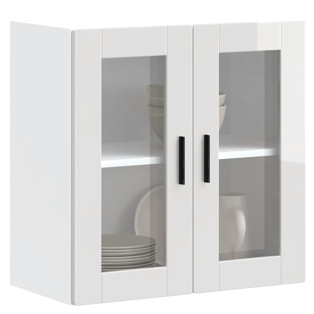 Kitchen Wall Cabinet with Glass Door Porto High Gloss White - The Home Maker