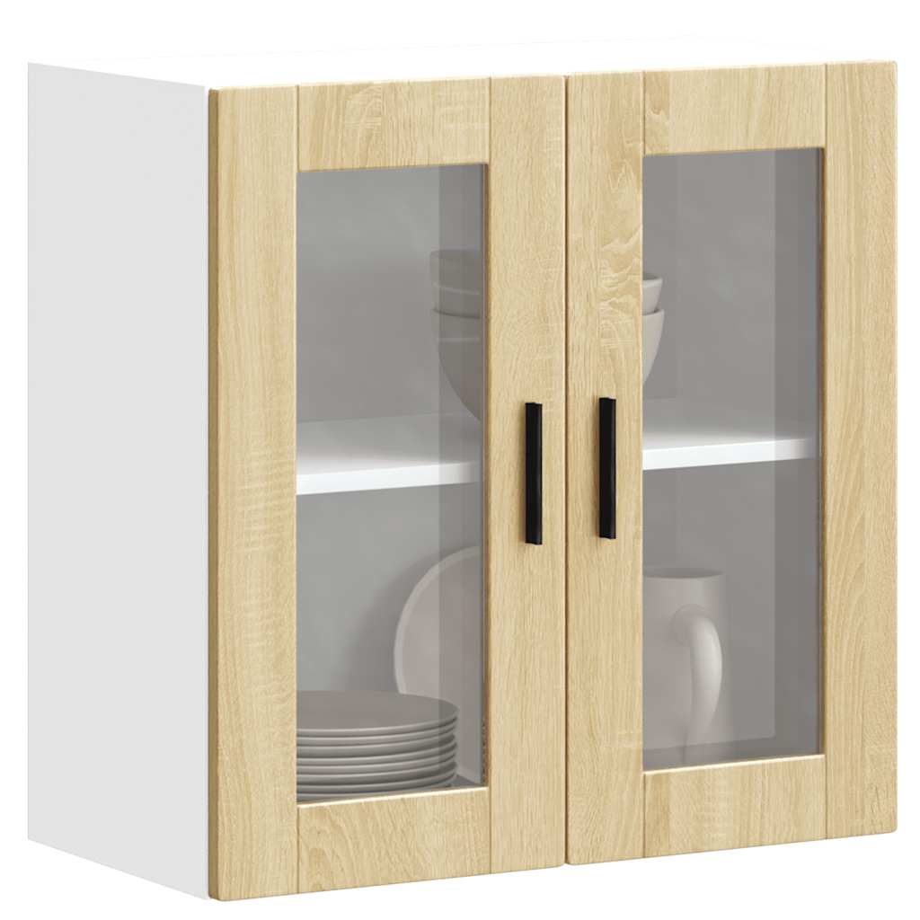 Kitchen Wall Cabinet with Glass Door Porto Sonoma Oak - Sid & Sam