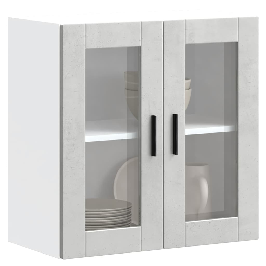 Kitchen Wall Cabinet with Glass Door Porto Concrete Grey - Merlin Deals