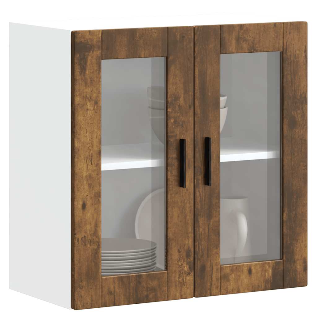 Kitchen Wall Cabinet with Glass Door Porto Smoked Oak - Millennium Furniture