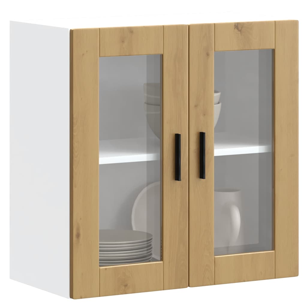 Kitchen Wall Cabinet with Glass Door Porto Artisan Oak - Casper Homes