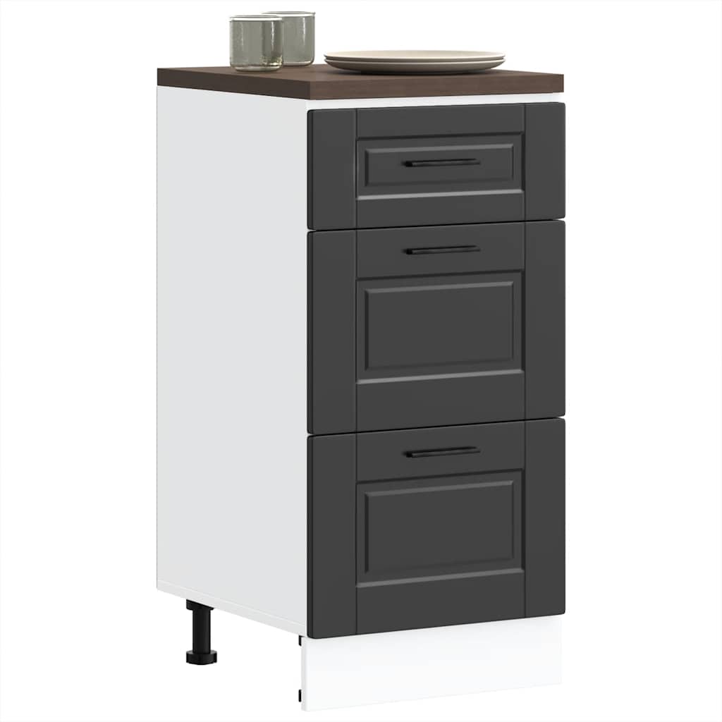 Kitchen Base Cabinet Porto Black Engineered Wood - Casper Homes