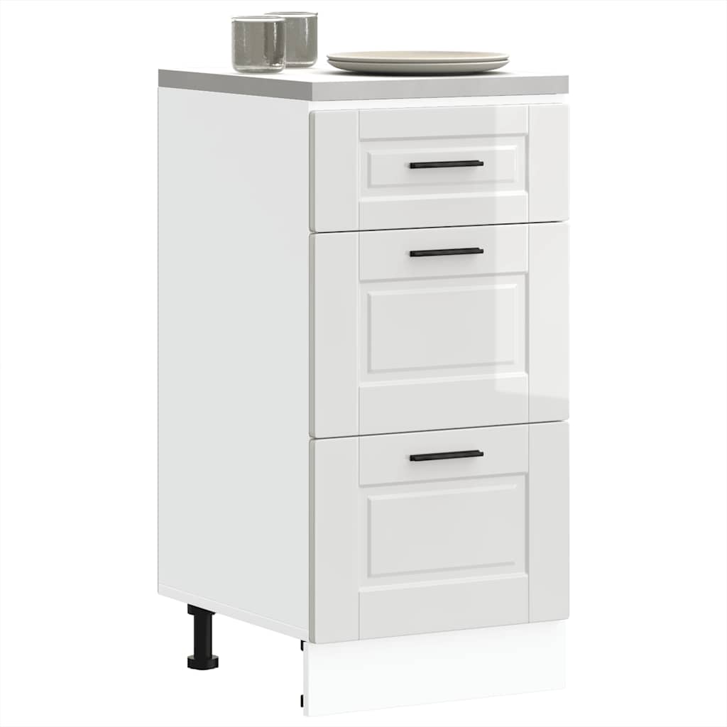 Kitchen Base Cabinet Porto High Gloss White Engineered Wood - Tyrell & Tyrell