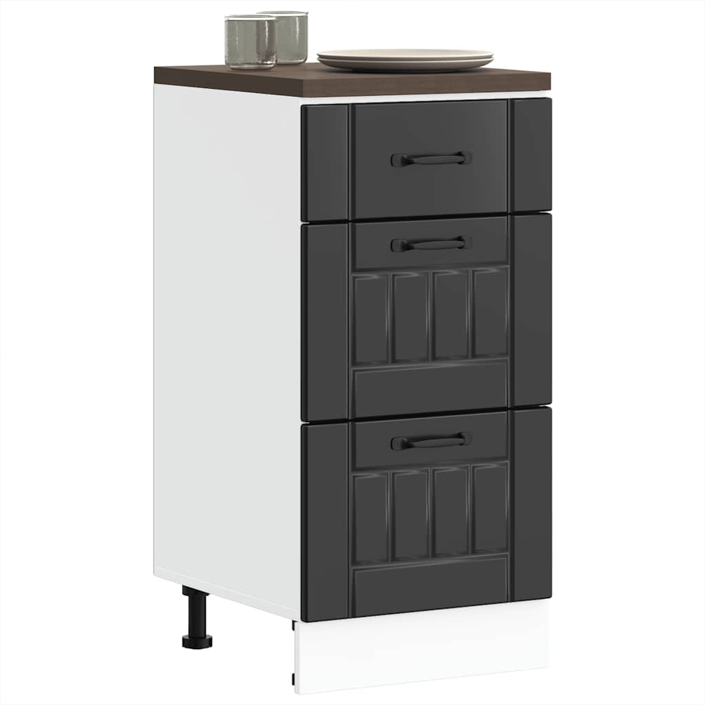 Kitchen Base Cabinet Lucca Black Engineered Wood - Merkel Designers