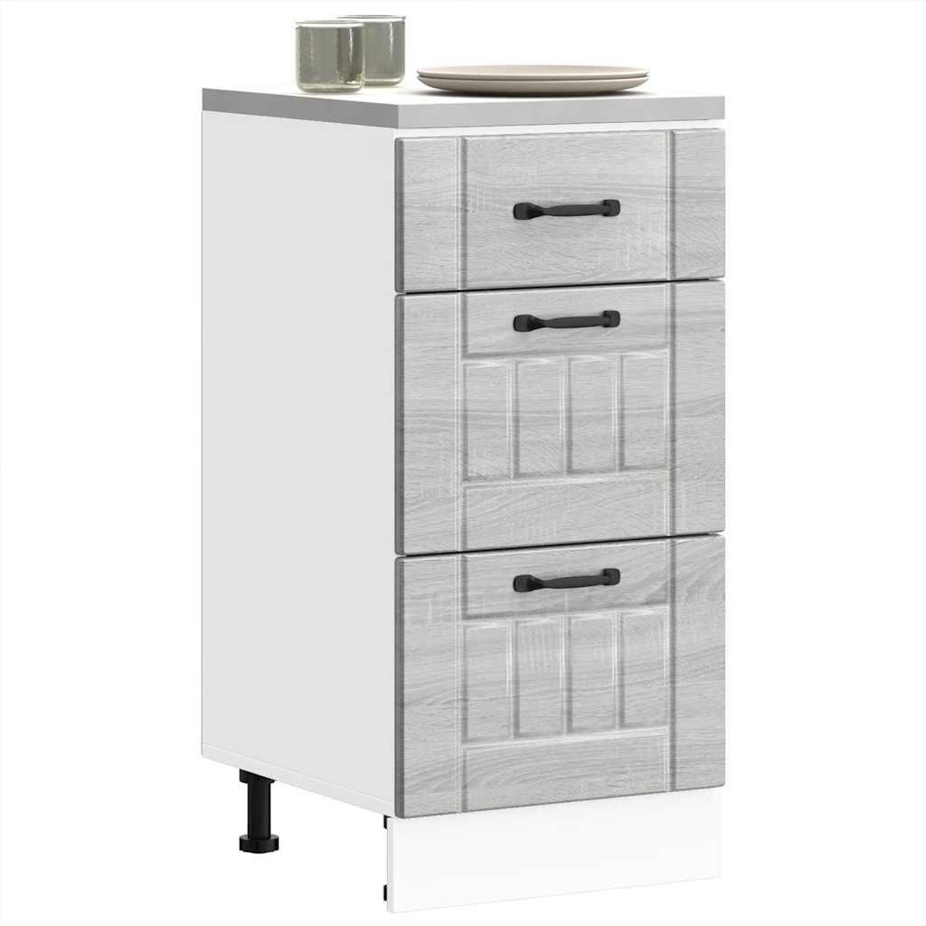 Kitchen Base Cabinet Lucca Grey Sonoma Engineered Wood - Millennium Furniture