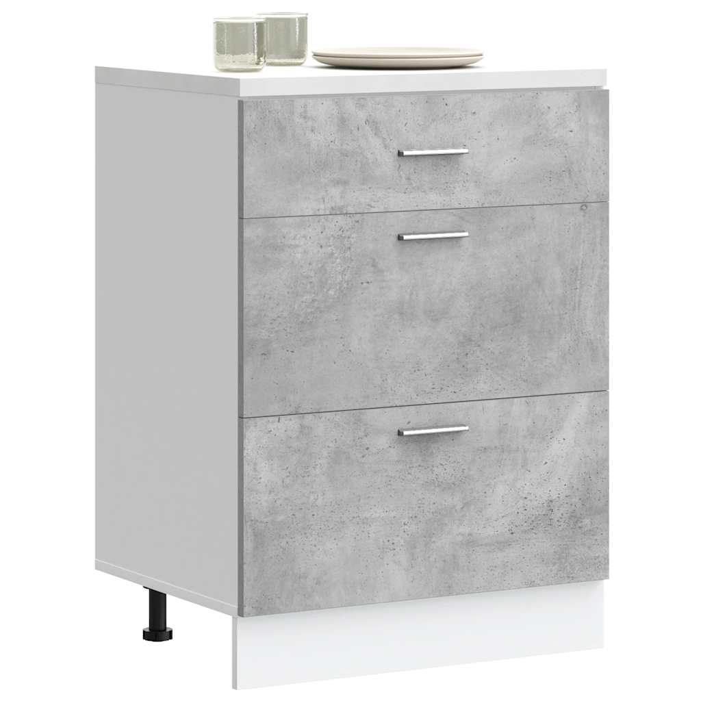 Kitchen Base Cabinet Lyon Concrete Grey Engineered Wood - All Things Good