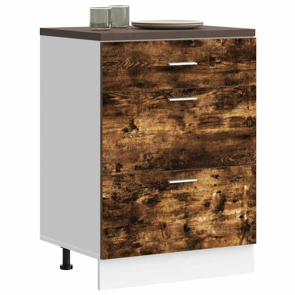 Kitchen Base Cabinet Lyon Smoked Oak Engineered Wood - Tyrell & Tyrell
