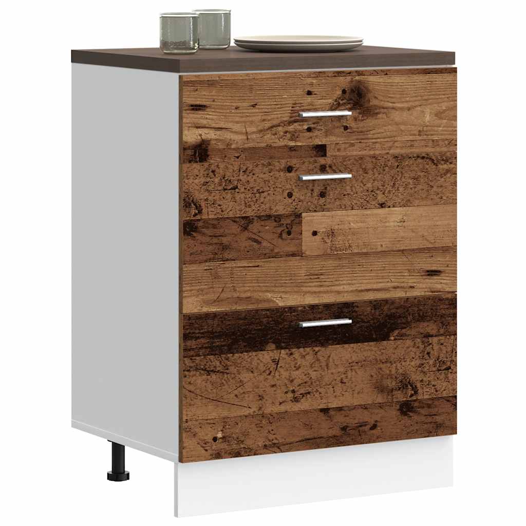 Kitchen Base Cabinet Lyon Old Wood Engineered Wood - The Home Maker