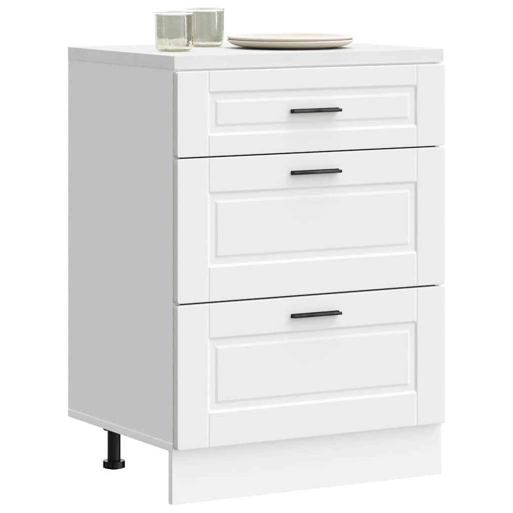 Kitchen Base Cabinet Porto White Engineered Wood - Style and Chic