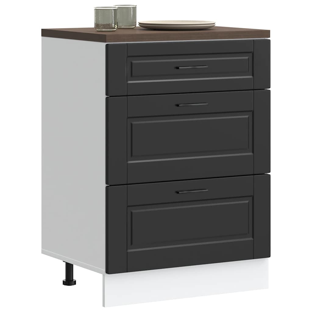 Kitchen Base Cabinet Porto Black Engineered Wood - Style and Chic
