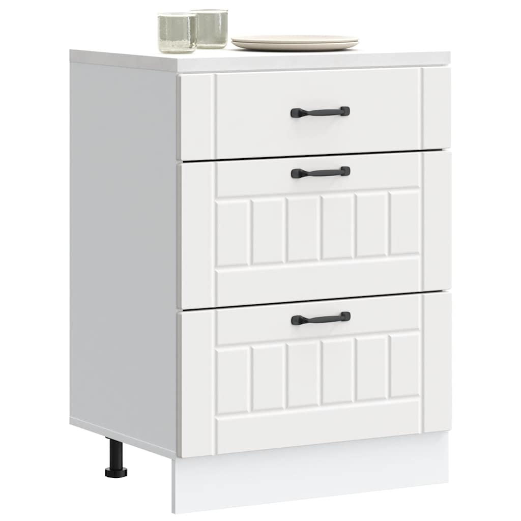Kitchen Base Cabinet Lucca White Engineered Wood - Style and Chic