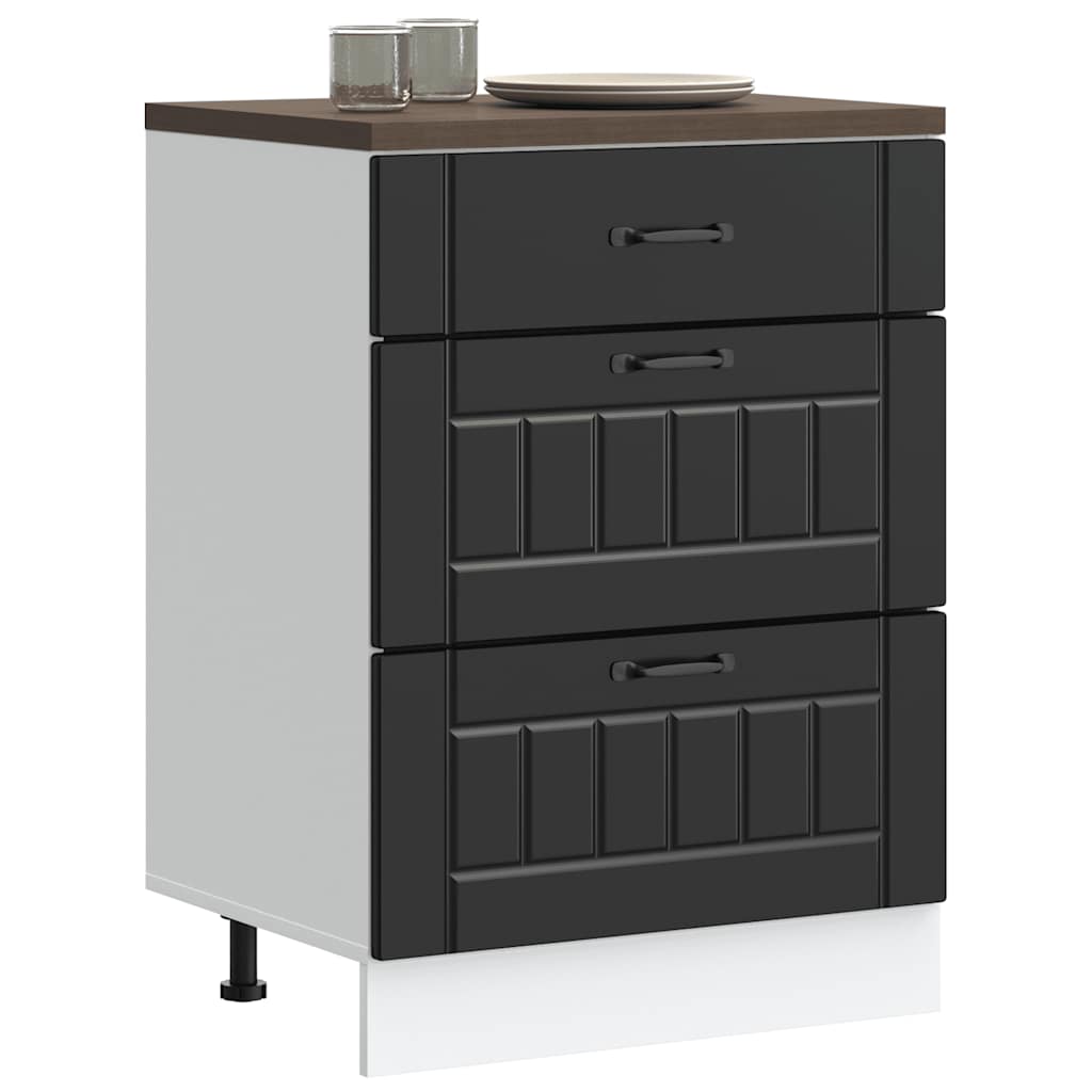 Kitchen Base Cabinet Lucca Black Engineered Wood - Sid & Sam