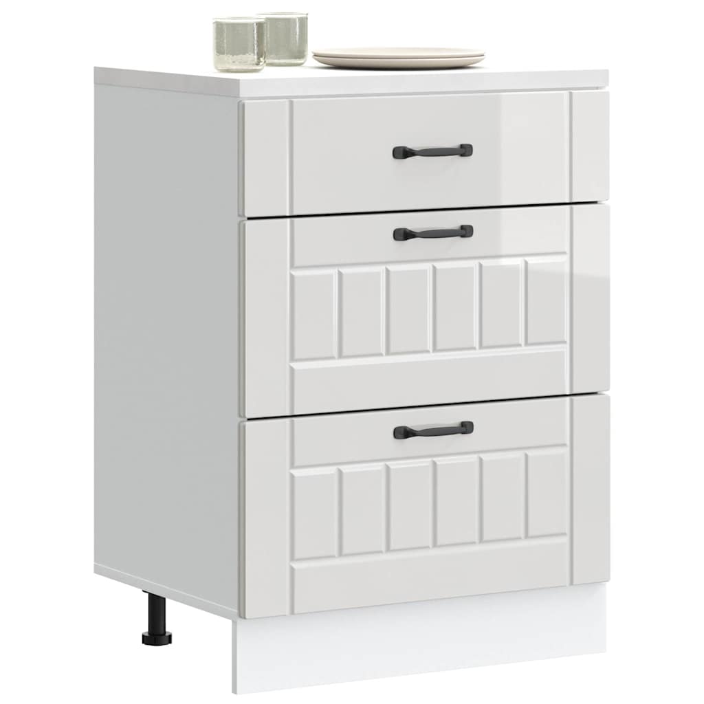 Kitchen Base Cabinet Lucca High Gloss White Engineered Wood - Decor Base