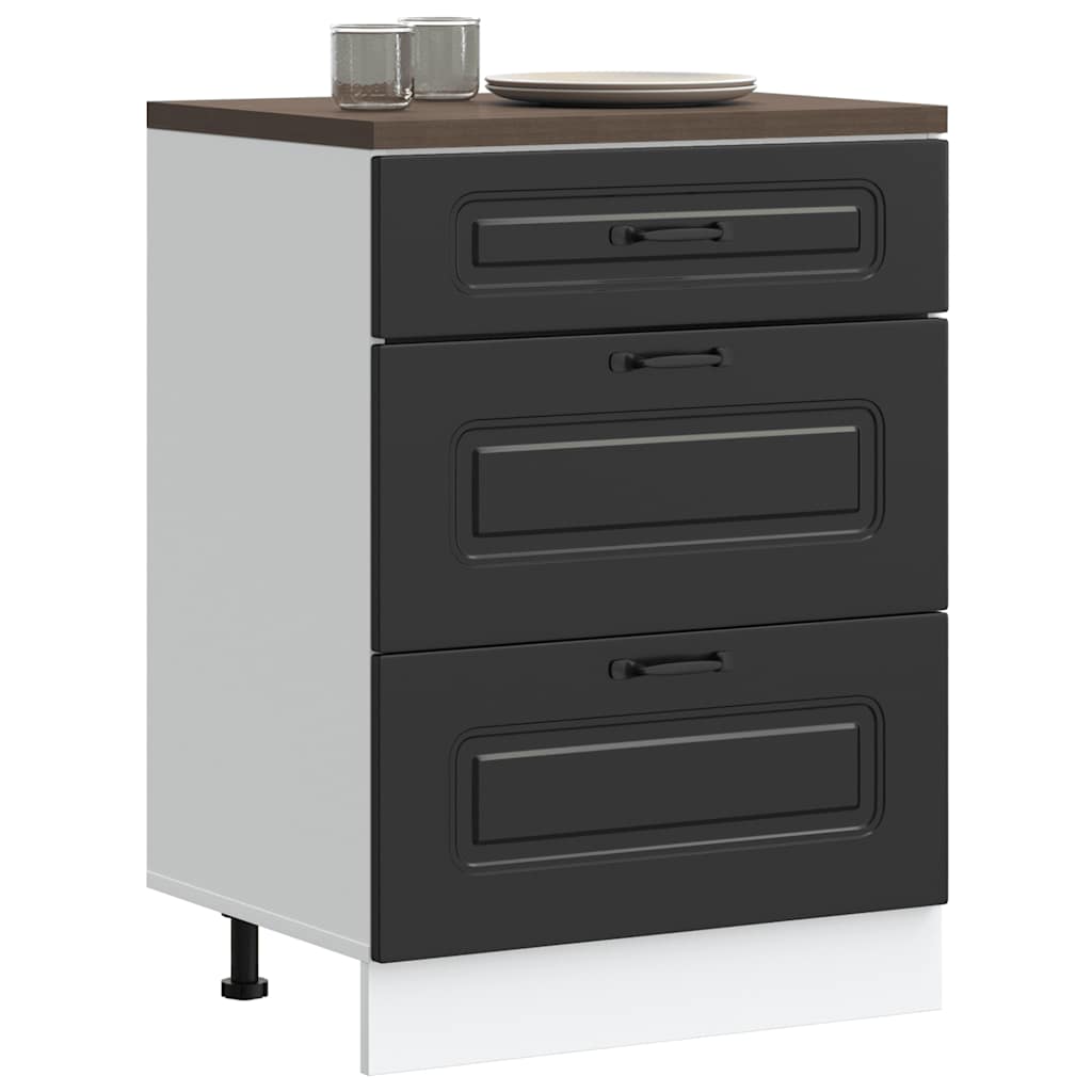 Kitchen Base Cabinet Kalmar Black Engineered Wood - Merkel Designers